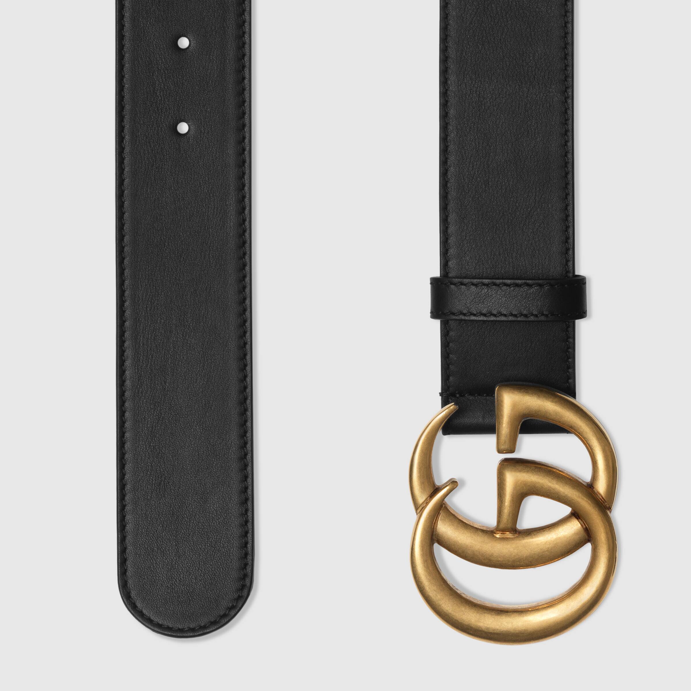 Gucci Wide Leather Belt with Double G Buckle (Varied Colors) 2015  Re-Edition