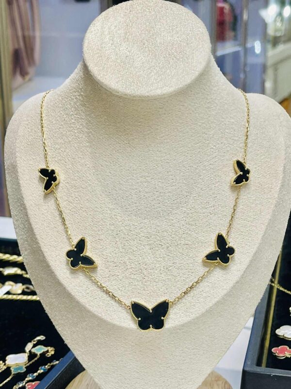 🦋 14K Gold Black Butterfly Necklace