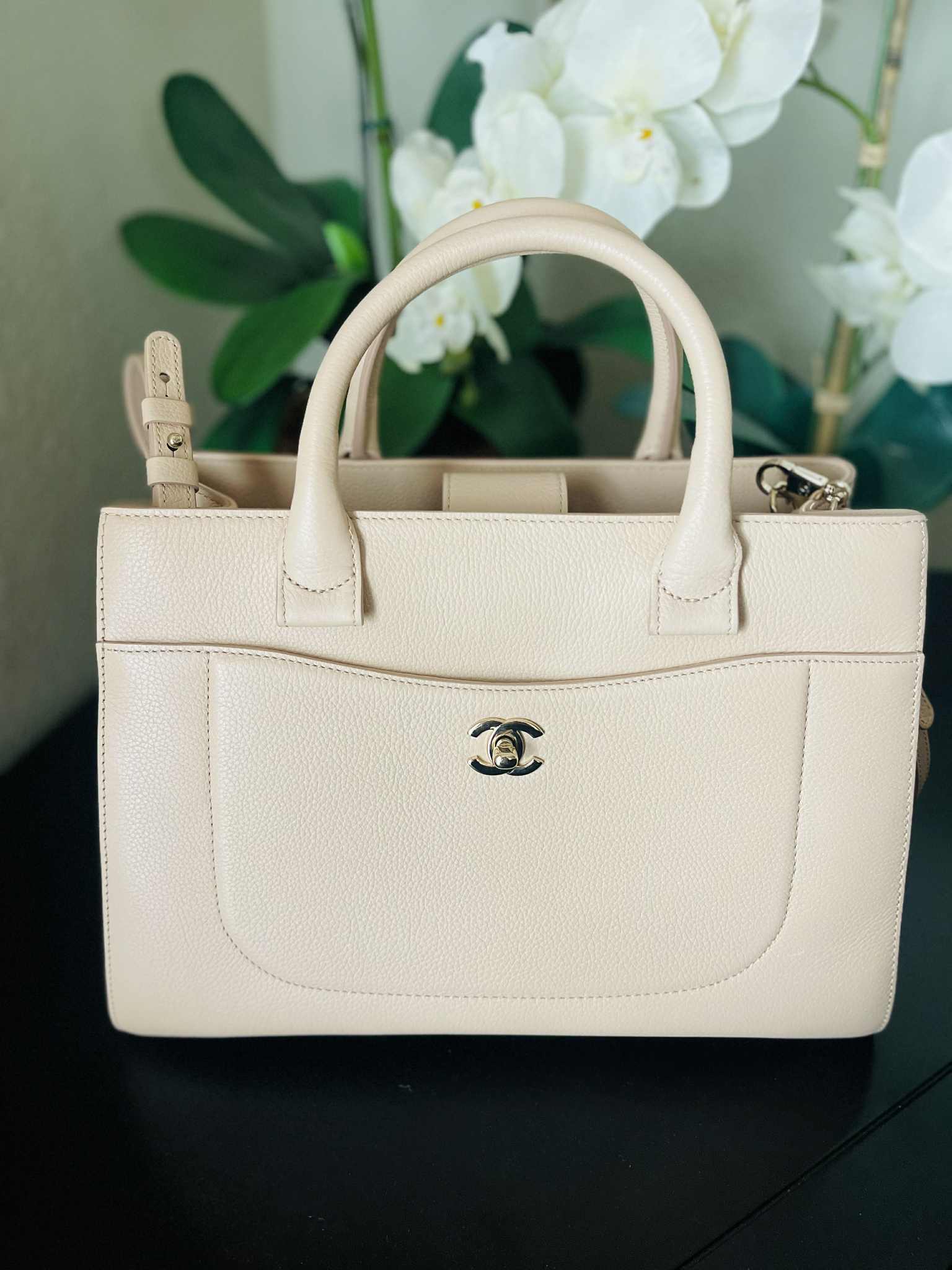 Chanel Executive Cerf Tote – Beige Caviar Leather | Brand New with Full Set